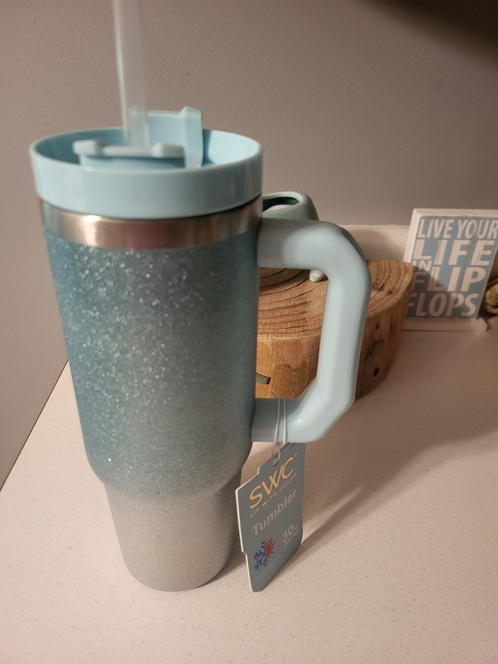 Sip With Color (SWC) 30oz Stainless Steel Tumbler with Lid and Straw - Blue
